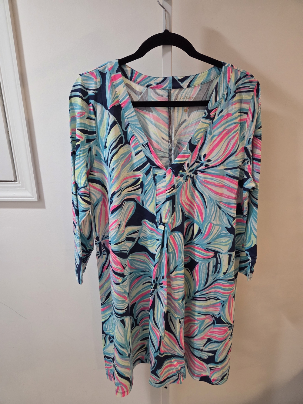 Lilly Pulitzer Navy, Pink & Aqua Floral Cover-Up Tunic